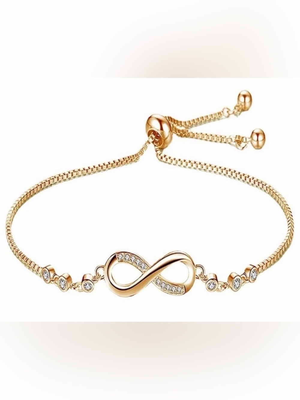 Gold and Rhinestone Infinity Adjustable Bracelet